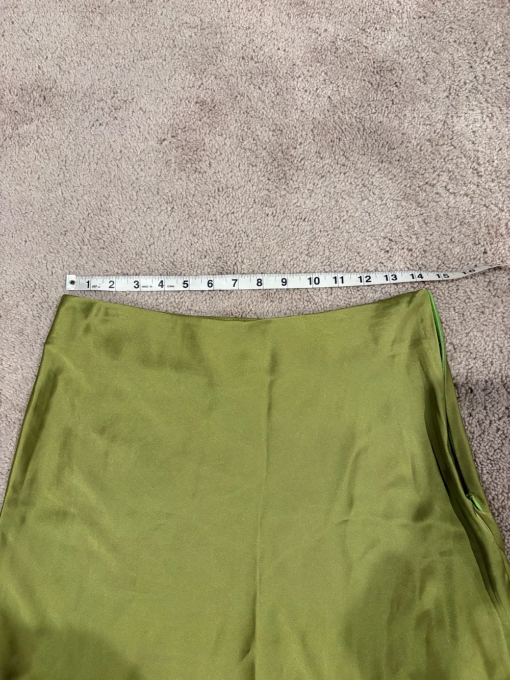 Satin Midi Skirt in Olive Green - Picture 7 of 8